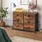 Rustic Brown MDF 6 Drawer Dresser with Metal Frame and Fabric Storage